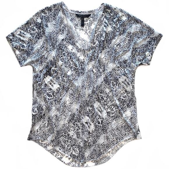 BCBGMaxAzria Sheer Speckled Burnout Short Sleeve Tee Size Small - Picture 1 of 11